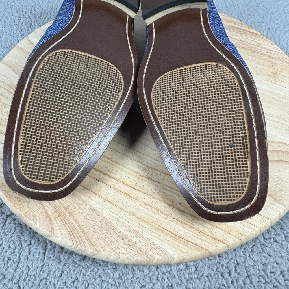 La Milano Shoes Mens 10 Navy Blue Loafer Leather Woven Dress Shoes Office Preppy